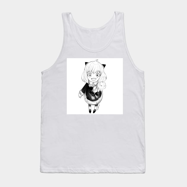 smart girl anya and chimera san ecopop anime kawaii art Tank Top by jorge_lebeau